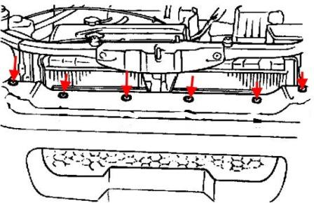 the scheme of fastening of the front bumper Santa Fe 1 (2000-2006)