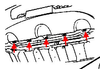 the scheme of fastening of the front bumper Santa Fe 1 (2000-2006)