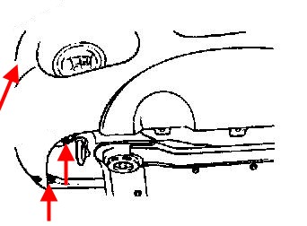 the scheme of fastening of the front bumper Santa Fe 1 (2000-2006)