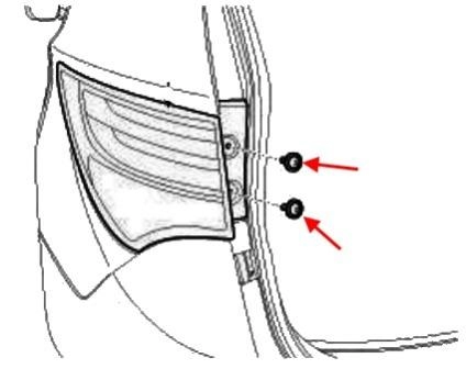 scheme of fastening of tail light Hyundai Santa Fe 3 (after 2012)