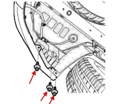 the scheme of fastening of the rear bumper Hyundai Santa Fe 3 (after 2012)