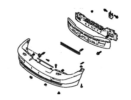 the scheme of fastening of the front bumper of the Hyundai Santamo