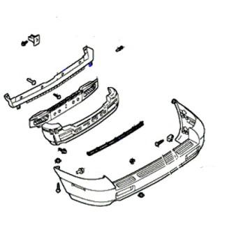 Diagrama de montaje del parachoques trasero Hyundai Santamo