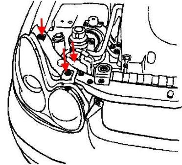 diagrama de montaje de faros Hyundai Sonata 4 (EF, EF New)