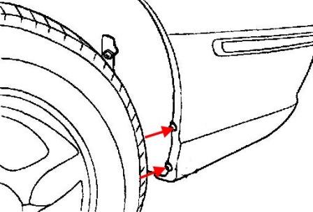 Diagrama de montaje del parachoques trasero del Hyundai Sonata 4 (EF, EF nuevo)