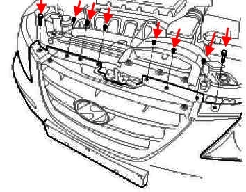 the scheme of fastening of a forward bumper Hyundai Sonata 5 (NF)