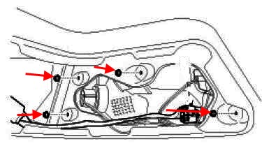 Schéma de montage du feu arrière de la Hyundai Sonata 6 (YF / i45)