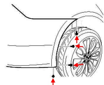 Schéma de montage du pare-chocs arrière Hyundai Sonata 6 (YF / i45)