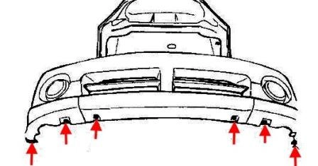scheme of fastening of front bumper for Hyundai Terracan