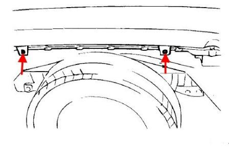 Schéma de montage du pare-chocs arrière Hyundai Terracan