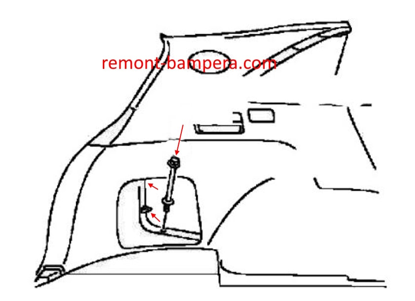 Schema di montaggio del paraurti posteriore per Infiniti FX I S50 (2003-2008)