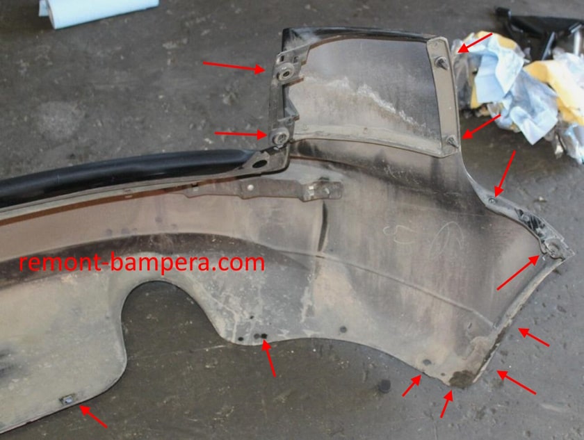 mounting locations for the rear bumper Infiniti FX I S50 (2003-2008)