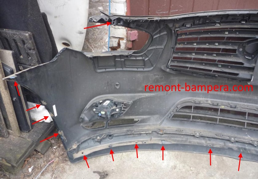 mounting locations for the front bumper Infiniti JX35 / QX60 (2013-2020)