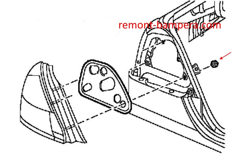 Schema di montaggio fanale posteriore Infiniti Q45 (F50) (2001-2006)
