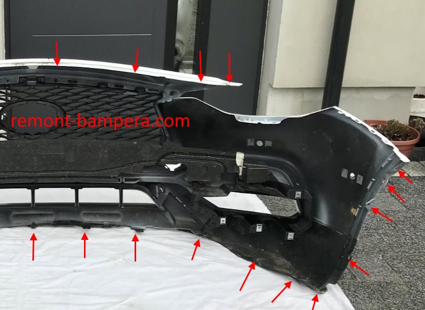 mounting locations for the front bumper Infiniti Q30 / QX30 (2015-2019)