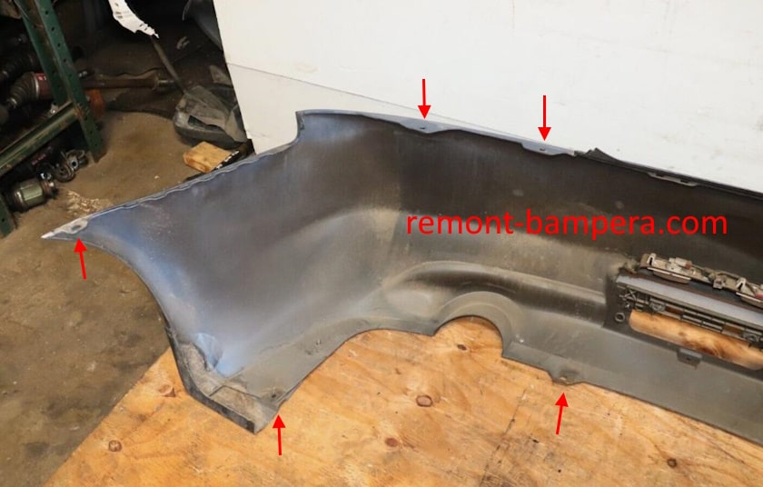 rear bumper mounting locations for Infiniti G25, G35, G37 (2007-2015)