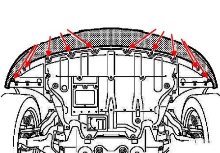 Schema di montaggio del paraurti anteriore Infiniti EX