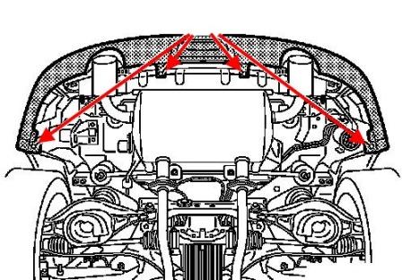 Schema di montaggio del paraurti posteriore Infiniti EX
