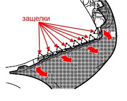 Diagrama de montaje del parachoques trasero Infiniti G serie (después de 2008)
