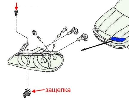 diagram of the headlamp Assembly Infiniti I30 (I35)