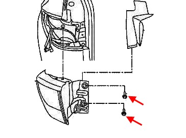 Schéma de montage du feu arrière Infiniti JX35