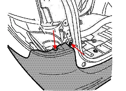 the scheme of fastening the rear bumper of the Infiniti JX35