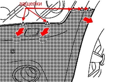 the scheme of fastening of the front bumper Infiniti QX56/QX80 (after 2010)