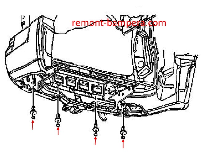 Isuzu Ascender (2002-2008) rear bumper mounting scheme