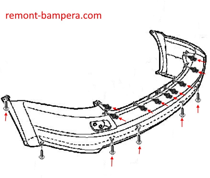 Isuzu Axiom (2001-2004) rear bumper mounting scheme