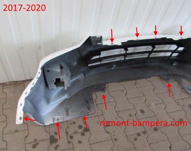 места крепления переднего бампера Isuzu D-Max II (2012-2020)