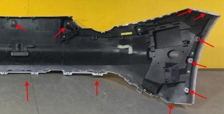 Puntos de fijación del parachoques trasero Jaguar F-Type