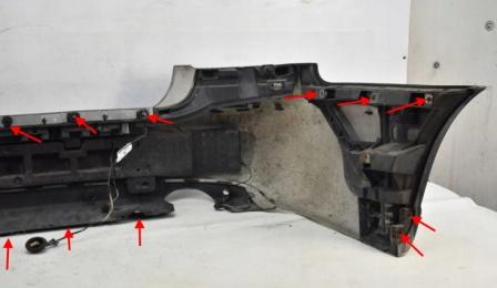 Punti di attacco del paraurti posteriore Jaguar X-Type