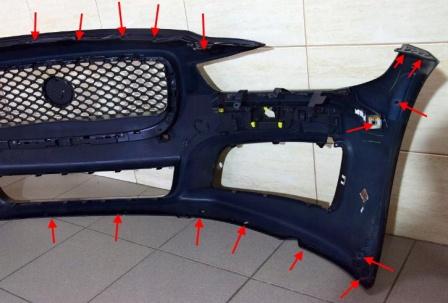 Befestigungspunkte für die vordere Stoßstange des Jaguar XE