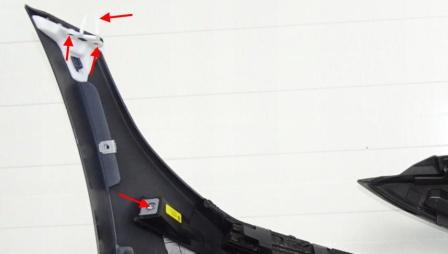 Puntos de fijación del parachoques delantero del Jaguar XE
