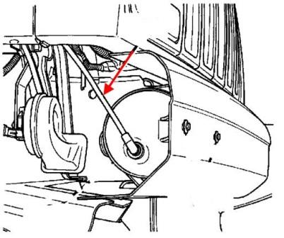 Diagrama de montaje del parachoques delantero del Jeep Cherokee XJ (1984-2001)