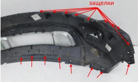 Puntos de fijación del parachoques delantero del Jeep Grand Cherokee WK2 (después de 2011)