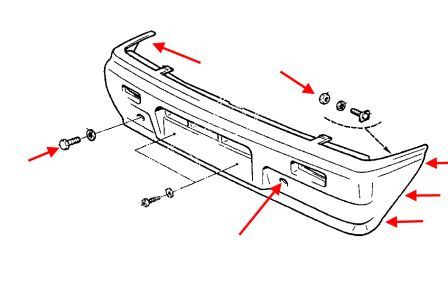 the scheme of fastening of the front bumper Lada (VAZ) 1111 Oka