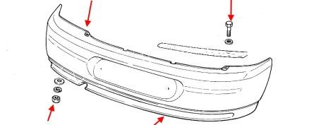 schéma de montage pour le pare-chocs arrière Lada (VAZ) 2110, 2111, 2112