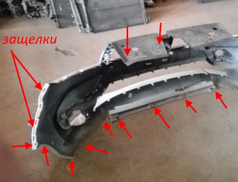 the attachment of the front bumper Lada (VAZ) Xray