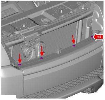 Land Rover Range Rover Evoque Montageplan für die vordere Stoßstange
