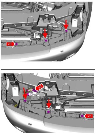 Diagrama de montaje del parachoques delantero del Land Rover Range Rover Sport
