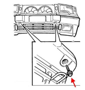 the scheme of fastening of the front bumper Land Rover Range Rover II (1994-2002)