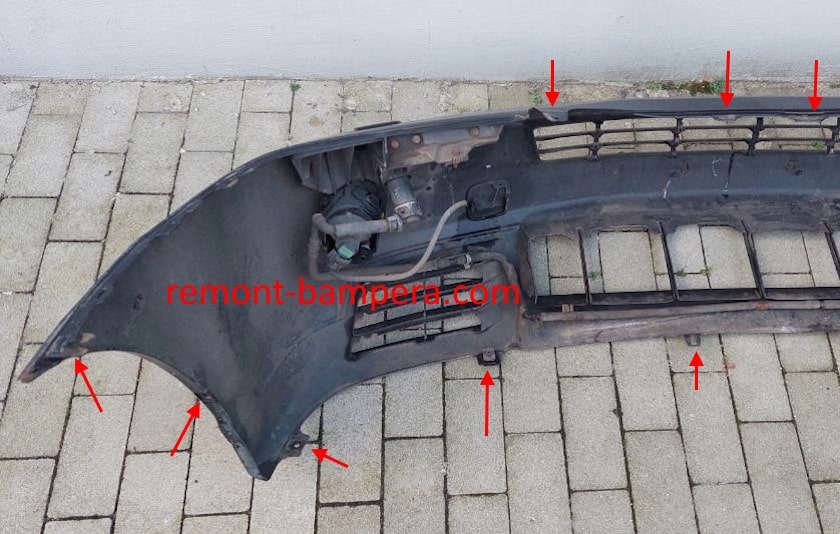 mounting locations for the front bumper Lexus RX 330 (2004-2009)