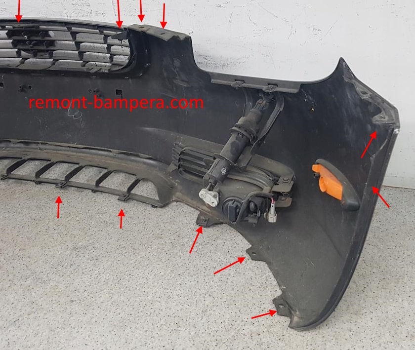 mounting locations for the front bumper Lexus SC 430 (2001-2010)