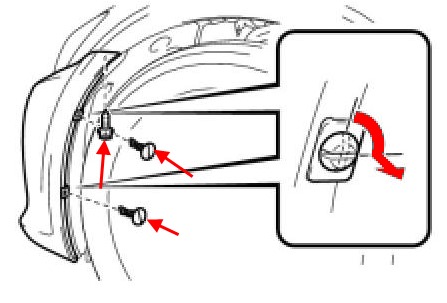 scheme of fastening of the front inner fender Lexus IS 2 (2005-2013)