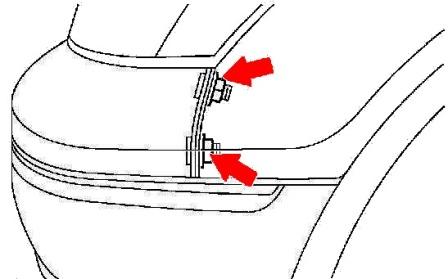 the scheme of fastening of the front bumper of the Lexus LS 430 (2000-2006)