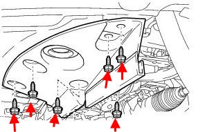 схема крепления переднего бампера Lexus LS (2006-2012)