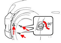 scheme of fastening of the front inner fender Lexus LS (2006-2012)
