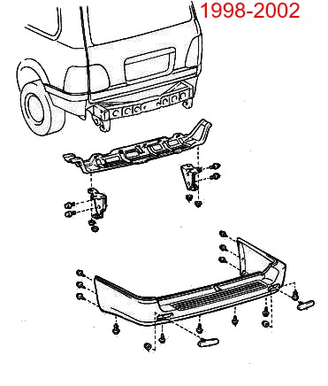 diagram of rear bumper Lexus LX (1998-2007)