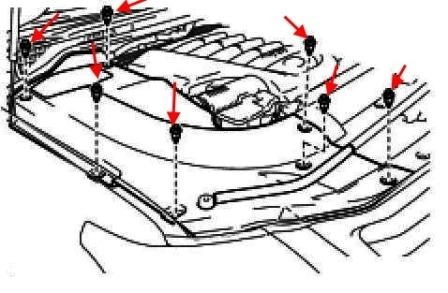 Schéma de montage du pare-chocs avant Lexus LX (après 2007)